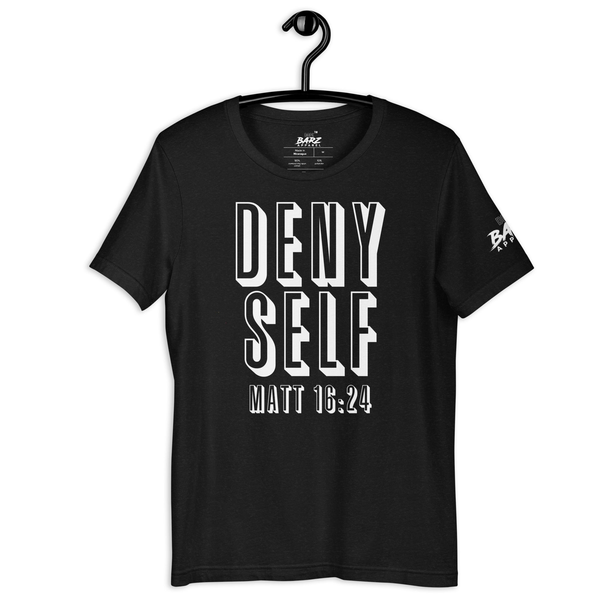 Deny Self (classic black with white letters) - Dope Barz Apparel