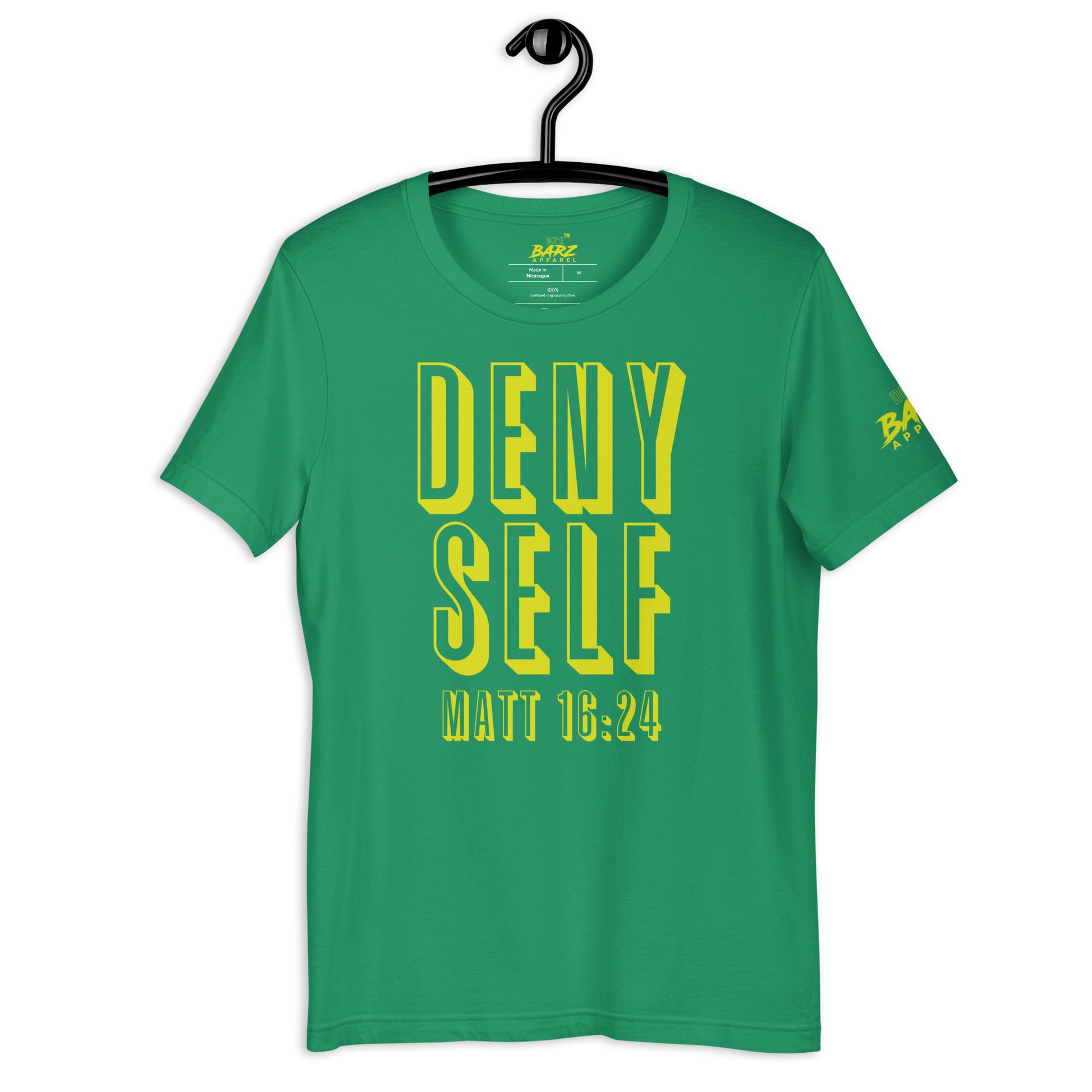 Deny Self (green with neon letters) - Dope Barz Apparel